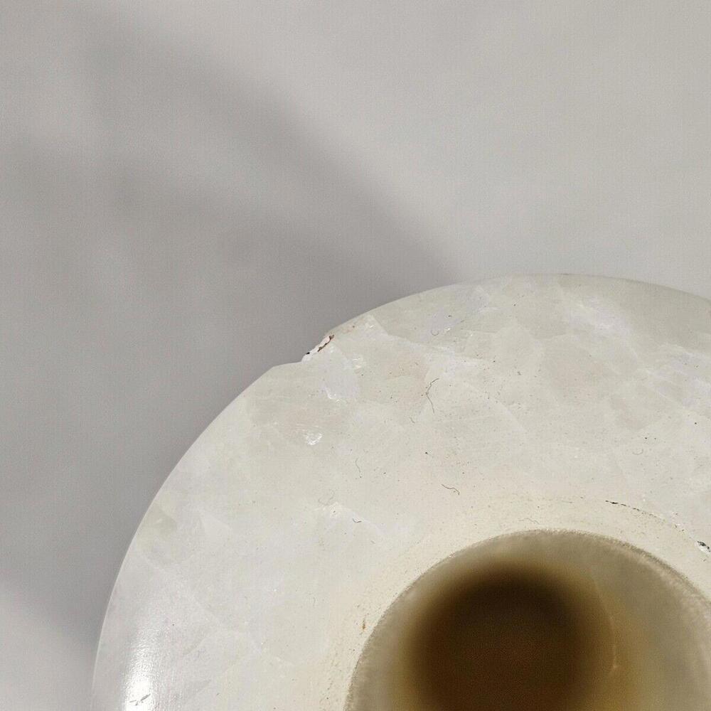 Vintage 1960s Hand Carved White & Cream Colored Alabaster Stone 8" Bud Vase - Picture 6 of 11